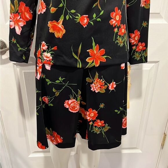 Vintage 60s Bravo knits floral long sleeve midi skirt set size 14 NWT - Picture 4 of 11